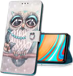 IMIRST Flip Case for Apple iPhone 12 Premium Faux Leather Wallet Case 3D Creative Pattern Design Protective Cover with Card Slot Stand Compatible for Apple iPhone 12. YB Owl