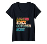 Womens 2 Year Old Legend Since October 2022 Vintage 2nd Birthday V-Neck T-Shirt