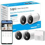 Tapo Smart Wire-Free Security 2-Camera System, Water&Dust Resistant, Rechargeable Battery, Hub included, 1080p HD, AI Detection, SD Storage, Works with Alexa & Google Home(Tapo C400S2), White