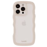 Holdit iPhone 16 Pro Wavy Deksel - Light Beige / Transparent