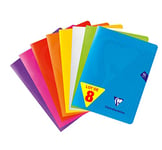 Clairefontaine 313741AMZC Lot de 8 Cahiers Agrafés Mimesys - 17x22 cm - 96 Pages Grands Carreaux - Papier Blanc 90 g - Couverture Polypro (Bleu, Rouge, Vert, Jaune, Violet, Orange, Rose, Incolore)