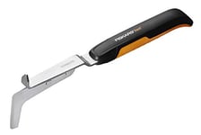 Fiskars Couteau désherbeur pour extirper les mauvaises herbes et la mousse, Longueur : 33,8 cm, Noir/Orange, Acier/Plastique, Xact, 1027045