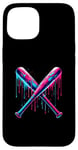 iPhone 15 Cross Baseball Bat with SprinklesDrip Sports Player Softball Case