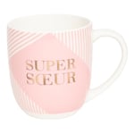 DRAEGER PARIS - Mug en Céramique - Rose - "Super Soeur" - Idée cadeau Famille, Soeur, Meilleure Amie, Anniversaire, Noël - Humour, Fun, Amour, Amitié - 320 ml - Avec Boîte Cadeau