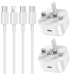 iPhone Charger,2 Pack iPhone Fast Charger Cable and Plug 20W Quick Charge for Apple iPhone 16 15 Pro 14 Plus 13 12 11 Pro Max XS Max XR X SE,New Rapid USB C to Lightning Charging Lead and Phone Plug