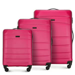 WITTCHEN Valise de Voyage Set de 3 valises Valise à roulettes Bagages à Main en ABS avec 4 roulettes pivotantes Serrure à Combinaison Poignée télescopique Globe Line Rose