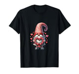 Heart Wreath Frame Of Valentines Roses Valentines Day Gnome T-Shirt