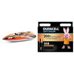 NincoBootOceanSailfishRemoteControlledBoatwithLargeRotationAngle.Transmitter2.4GHzColour:Orange.+6YearsNH99036 + Duracell Optimum AA Batteries (8 pack) - Alkaline Batteries 1.5V - Up To 200% Extra Lif