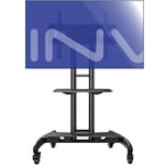 Invision TV Stand on Wheels for 32-75 Inch Screens | Anti Tip & Ultra Stable Mobile TV Floor Trolley Cart | Height Adjustable | Heavy Duty Non Marking Castors | upto 45.5kg Max VESA 600x400mm GT1200