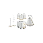 Tower Cavaletto Optic White 8pc Kitchen Set Kettle  2 Slice Toaster Canisters