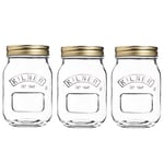 Kilner Preserve Jar Set of 3 x 0.5L (500ml) Round Glass Screw Top Lid Preservation Storage Jar for Jams, Chutneys, and Small Pickled Fruits