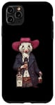 Coque pour iPhone 11 Pro Max Opossum américain dans un chapeau de cowboy buvant une bouteille de whisky