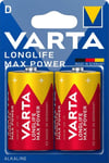 VARTA Longlife Max Power D batteri, 2-pak