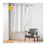 Lot de 2 Rideaux petite hauteur 135 x 180 cm isolant thermique microfibre Micropolar Blanc