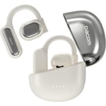 Öppna öronhörlurar Bluetooth 5.3, True Wireless Open Ear Earbuds ENC Clear Talk med 16,2 mm dynamiska drivrutiner 45 timmars speltid Trådlösa öronsnäckor Long-Las White