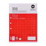 WS Exercise Book 1B8 7mm Ruled 36 Leaf Punched Red Red Mid