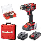 Einhell Professional Perceuse Visseuse sans fil TE-CD 18/50 Li BL Power X-Change (Li-ion, 18V, moteur sans charbon, Couple 50 Nm) Livré avec 2 Batteries 2,0Ah et un Chargeur