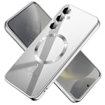 Keteen Coque Compatible avec Samsung Galaxy S24 Étui Magnétique avec Magsafe Ultra Fine Transparente Silicone TPU Housse Antichoc Anti-Rayures Non jaunissant Coque pour Samsung Galaxy S24-Argent