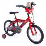 Huffy Disney Cars 16 inch Kids Bike + Stabilisers For Boys or Girls 5-7 Years - Lightning McQueen Styling, Red