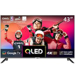 CHIQ TV Intelligente U43QM8G 43 Pouces, UHD QLED avec HDR, sans Cadre et métallique, Google TV, Dolby Audio, Syntoniseur Triple, Wi-FI 2,4G/5G, Google Assistant, HDMI 2.1, USB2.0, Modèle 2023 Noir