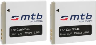 2X Batterie NB-4L pour Canon IXUS 30, 40, 50, 55, 60, 65, 70, 75, 80 is, 100 is...Voir liste!