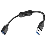 Câble Usb 3.0 Avec Interrupteur Câble D'Extension Usb Type A Mâle Vers Femelle Câble D'Extension Usb 3.0 Court Pour Ordinateur,Tv,Voiture,Ventilateur Usb,Ordinateur Portable,1 Ft[X1972]