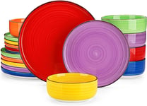 Vancasso Bonita Colourful Dinner Set, Handpainted Swirls Dinner Sets for 6 and