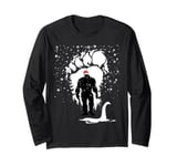 Funny Bigfoot Christmas Loch Ness Santa Hat Snowflakes Xmas Long Sleeve T-Shirt