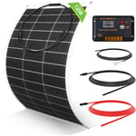 130W 12V flexible kit panneau solaire hors réseau:130W panneau solaire + 30A écran lcd régulateur de charge pwm + 5m de câble solaire pour caravane,
