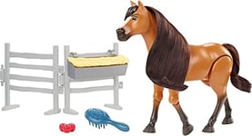 Spirit L'indomptable, figurine cheval Spirit Galopant articulé et sonore, accessoires fidèles au film inclus, jouet pour enfant, HBB22