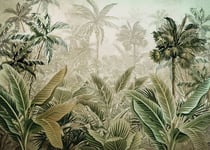 Papier Peint Intissé Panoramique Jungle Feuilles Vert 200x140 cm Tapisserie Chambre Salon Photo Non Tissé Muraux Trompe l'oeil