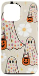 Coque pour iPhone 13 Pro Max Coque transparente à motif floral fantôme mignon pour Halloween