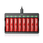 EBL 8 Slots AA AAA Lithium-ion Battery Charger (M7012) for Rechargeable Batteries AA and AAA Lithium Batteries, with Pack of 8 3000mWh 1.5V Rechargeable AA Lithium Battery