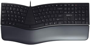 KC 4500 ERGO, disposition panoramique, clavier QWERTY, clavier ergonomique, avec repose-poignets rembourré, clavier filaire, noir