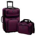 U.S. Traveler Ensemble de Bagages à Main Extensibles en Tissu Robuste Rio, Violet, Taille Unique, Valise Cabine Extensible en Tissu Robuste Rio