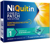 NiQuitin 21 mg Nicotine Patch - Step 1 - Stop Smoking Aid Therapy - 7 Clear Patches for 1 Weeks Treatment - 24h Craving Control - Invisible Nicotine Patches, 7 Count