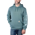 Carhartt Sleeve logo Hoodie Herr Sea Pine Heather S