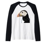 Puffin Auks Seabird Lunde alken Wildlife Animal Illustration Raglan Baseball Tee