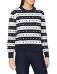 Gant Women's D2. Striped Fairisle Crew Pullover Sweater, Evening Blue, S