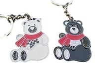 Fat-catz-copy-catz Lovers Couples Set of 2 Black & White Polar Bears in Love Keyrings