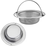 Groofoo - Filtre évier Cuisine,2 Pcs Filtre à évier avec Poignée en Acier Inoxydable,Grille Evier Cuisine,Bouchon Evier Cuisine,pour évier de