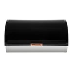 Tower Linear T826000RB Roll Top Bread Bin, Stainless Steel, Black and Rose Gold