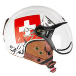 CGM Ebi Casque Ski Adulte Unisexe, Blanc Rouge Mat, XL (60cm)