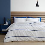 Content by Terence Conran Parure de lit Simple en Coton 200 Fils avec Housse de Couette et taies d'oreiller à Chevrons Blanc/Bleu