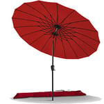 vounot Parasol de Jardin Parasol Shanghai Inclinable 270cm avec 18 Baleines Toile Protection UV pour Balcon Patio Terrasse Exterieur Rouge