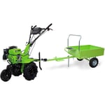 Vito - Motoculteur à essence 5200 w 213 cm³ 7CV 4T + Fraise + Remorque 242 x 100 x 127 cm