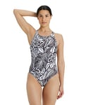 ARENA Women's Swimsuit Swim Pro Back Graphic 1 pièce Femme, Blanc/Noir, 38