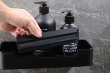 Etagère Tablette murales douche et bain + raclette de douche intégrée, DK619, Noir (mat)