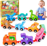 Happykidsclub Dinosaure Train Jouet En Bois Pour Enfant, Jouet Garcon 1-4 Ans Pe