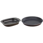 Tefal J1601502 Success Plat à Gratin Aluminium Noir 36 x 24 x 5,5 cm & Perfectbake Moule A Tarte 30cm Aluminium 100% Recyclé J5548402